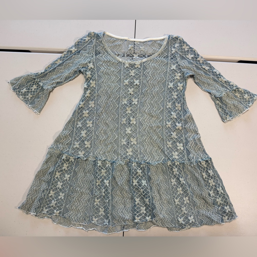 Lace light blue tunic dress S